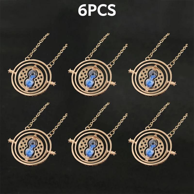 1-10Pcs Harried Time Necklace Timer Hourglass 360 Rotatable Potters Cosplay Props Astronomical Time Converter Magic School Gift