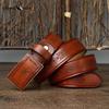 Retro Carved Pattern Trendy Handmade Smooth Buckle Belt Men's Buckle Genuine Leather Pure Cowhide Denim Belt