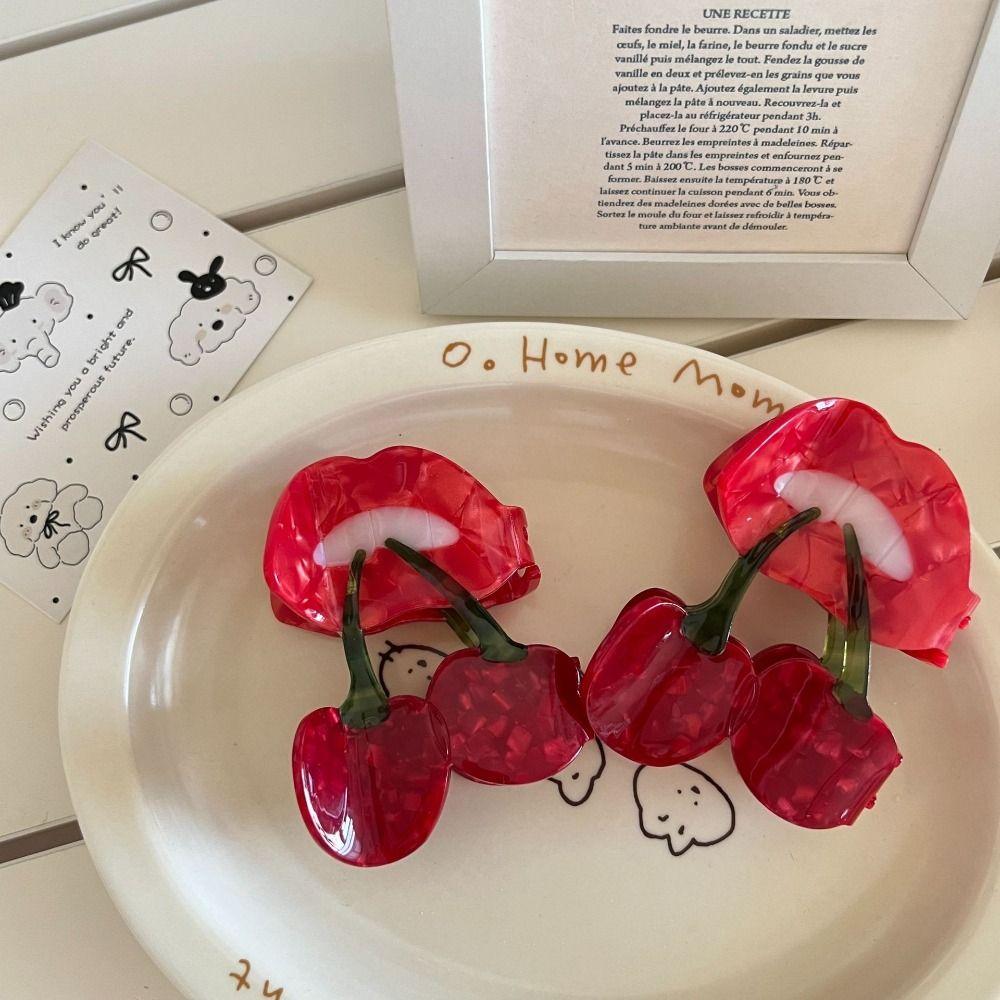 Korean Style Cherry Hair Claw Cute Geometry Shark Clip Lovely Fruit Gripper  Daily