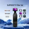 DJI Pocket 3 Filter Set: Wide-Angle, UV, Black Soft, ND Dimming, Light Transmission, and Brightness Adjustable Filters.
