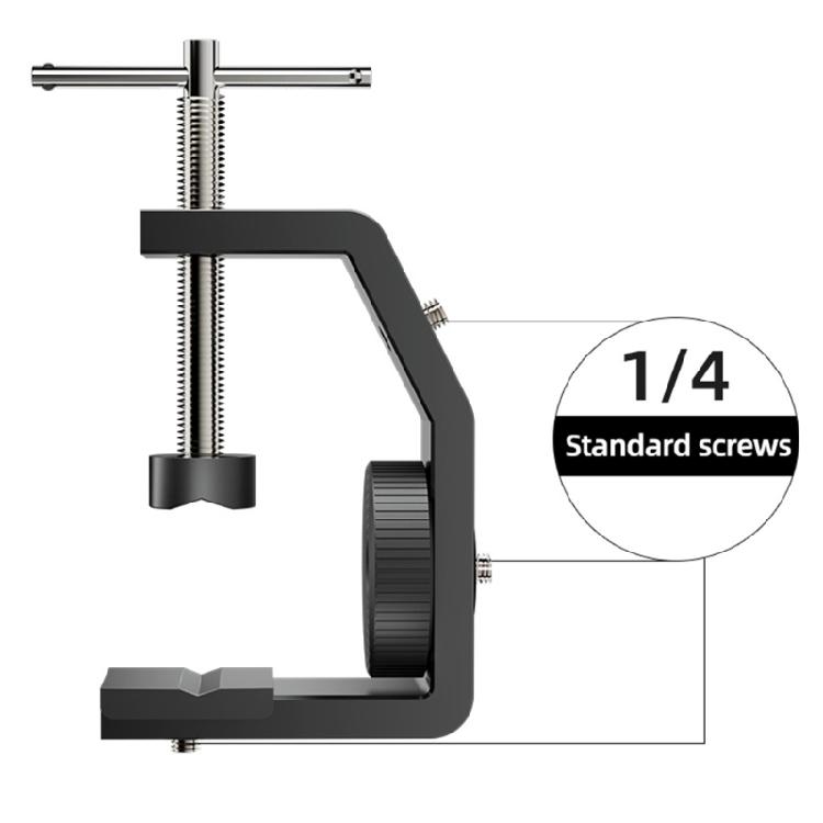 Tabletop Clamp with Multiple 1/4Inch Screw Port for Camera and Accessory  Tripod Head Fixing Clamp 3-60mm
