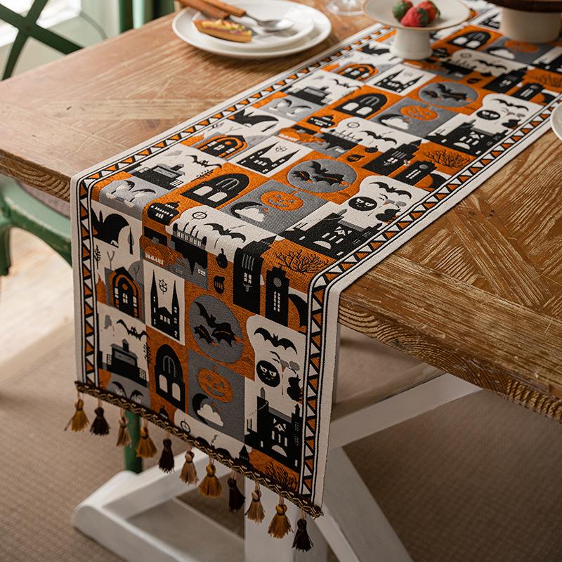 American Retro Jacquard Table Runner Dining Table Cloth Tea Table Cabinet Decorative Strip