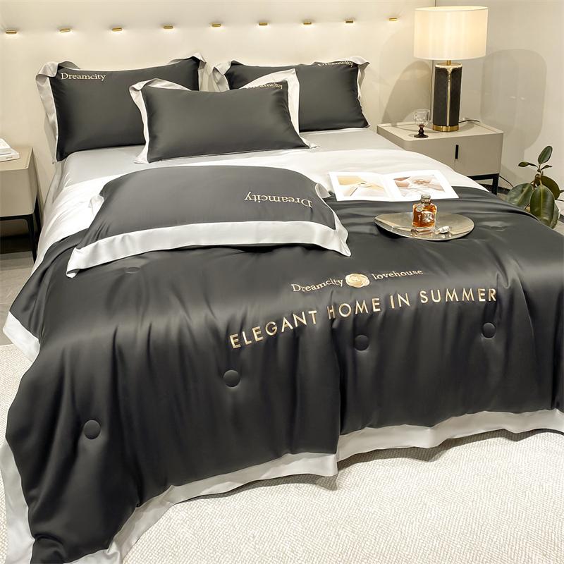 Простой европейский стиль ледяной шелк летние прохладные одеяла спальня сон кондиционер стеганое покрывало двойной цвет(только одеяло) 200x230cm