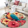 Flower Parrot,Round Area Rug,Carpet Rug for Living Room Bedroom Sofa Playroom Decor,Non-slip Floor Mat