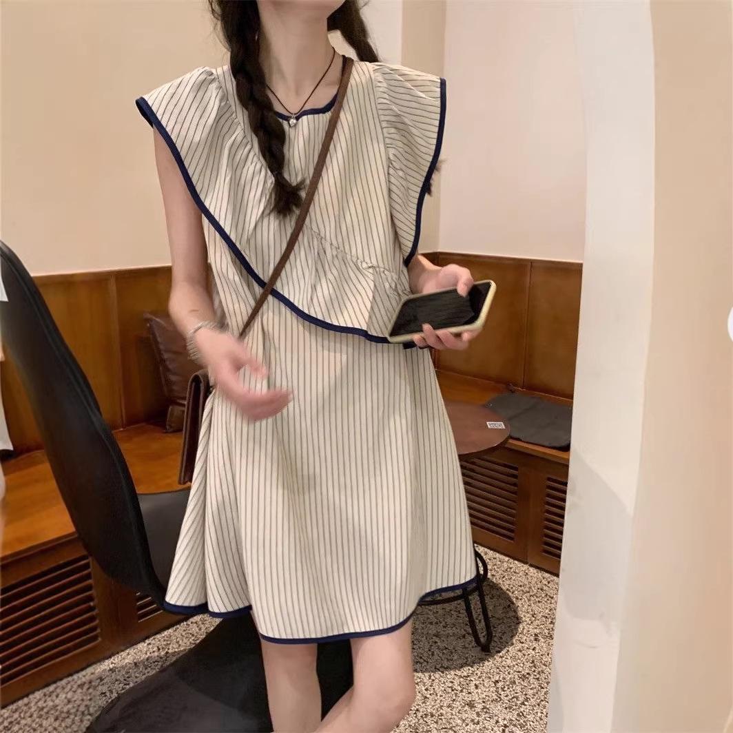 Chic Striped Puff Sleeve Mini Dress - Women s Summer A-line Skirt XL