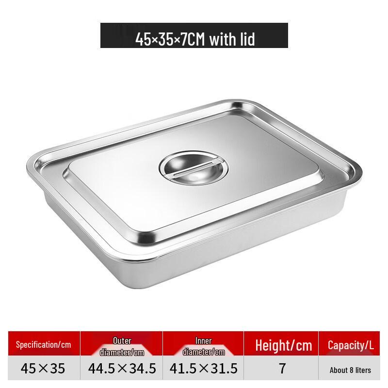 Stainless Steel Covered Square Food Pan