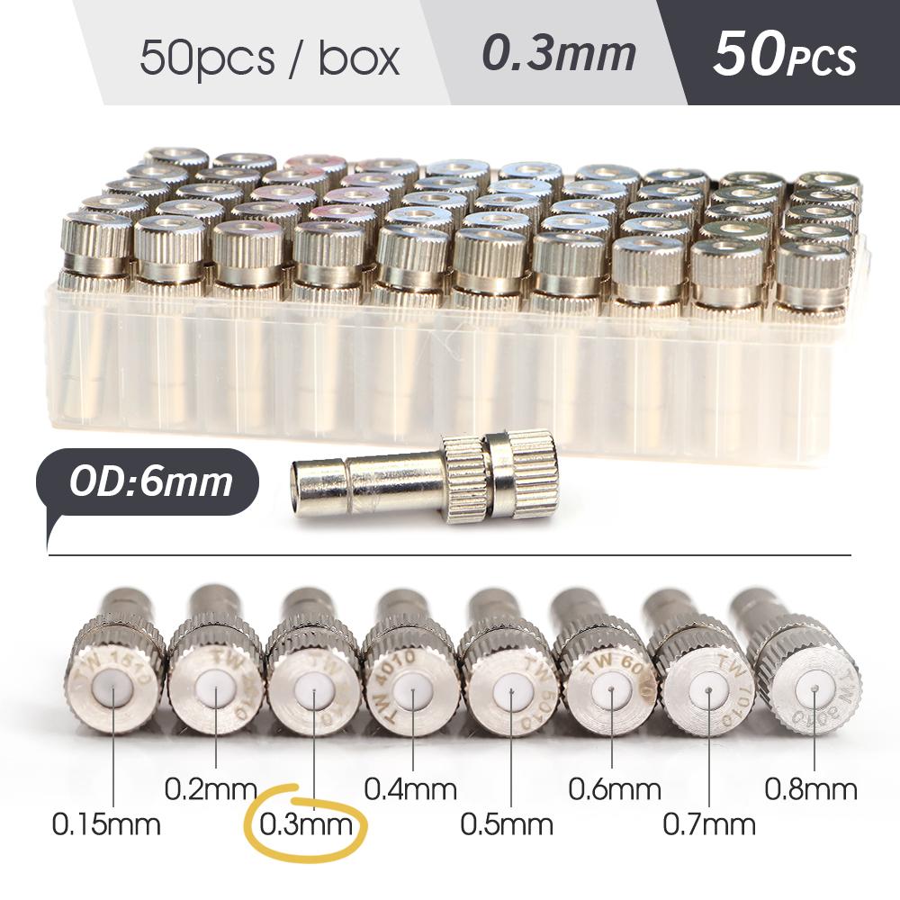 0.15-0.8mm Low-pressure Misting Nozzle 6mm Atomization Sprayer Quick Push Slip Lock for Garden Irrigation Humidification Cooling