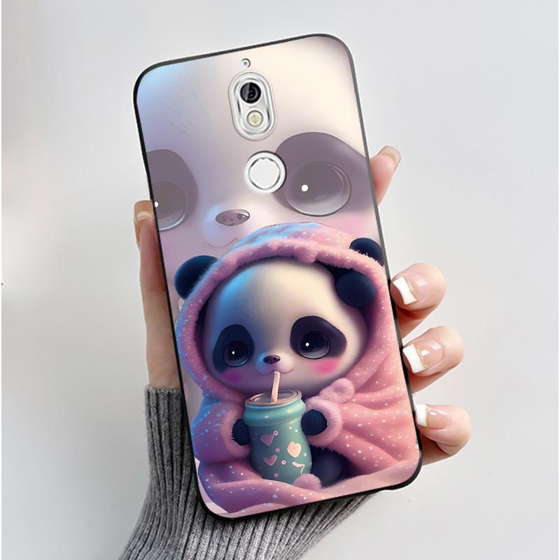 Case For Nokia 7 Phone Casing For Nokia 7 Plus Back Cover Trendy Soft Silicone Shockproof Black Case Milk Tea Rabbit Pattern