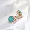 New Emerald Round Cut Zircon Drop Earrings For Women Luxury  Rose Gold Color Wedding Accessories Fine Daily Jewelry