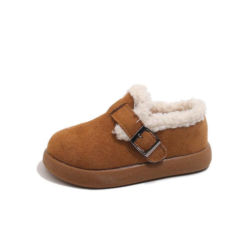 

Genuine leather girls snow boots with plush Haken shoes, winter girls baby cotton shoes with plush boys woolen shoes 34 верблюд