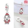 Original Copper Red Santa Claus Pendant Blue Bell Winter Socks Beads Fit Bracelet Diy Jewelry Fine Gift Accessory Making