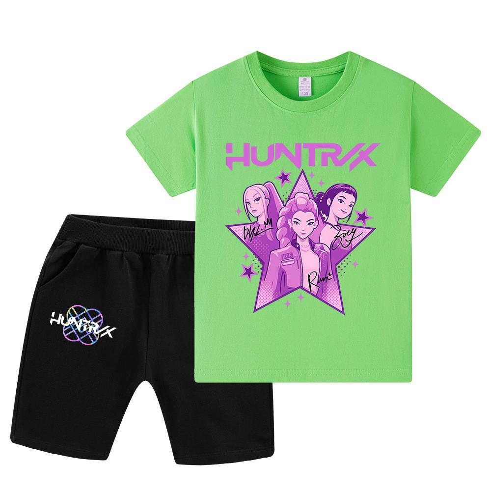 WA1209 Kids Boys Girls Kpop Rumi Zoey Mira Print Short Sleeves T-shirt Shorts Pants Sets