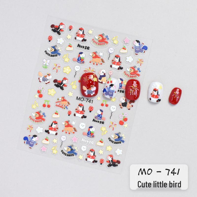 2026 Year of the Horse Nail Art Stickers: Embossed Zodiac Little Horse for Festive DIY Children s Nails.