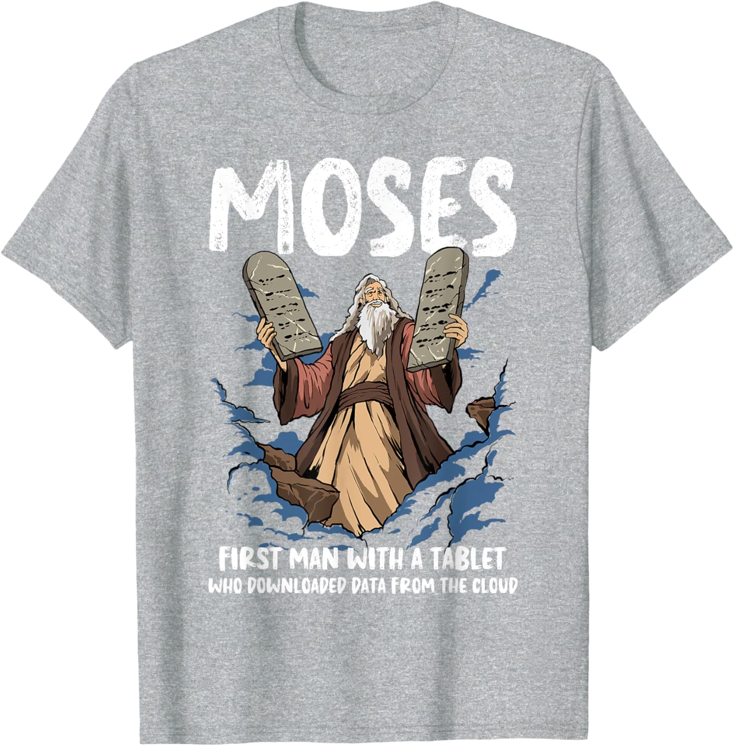 Funny Moses Shirt Christian Humor Bible Gospel Data Cloud TShirt women t shirt S
