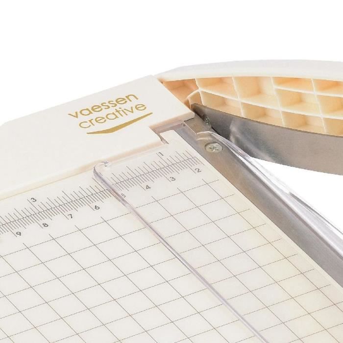 Massicot guillotine - Vaessen Creative - Blanc - Découpe précise - Gradué en cm et pouces - 7 papiers à la fois