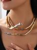 Punk Multilayer Metal Alloy Gold Black Color Cool Bendy Snake Necklace Bracelet for Women Men Chunky Jewelry