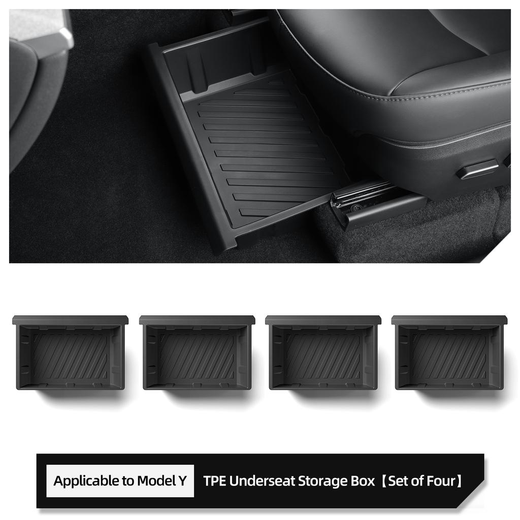 For Tesla Model Y 2023 2024 Under Seat Storage Box High Capacity Organizer Case Drawer Tray Car Accessories