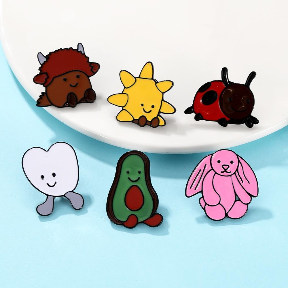 Cartoon Insect Figure Enamel Brooches Cute Funny Animal Personification Pins