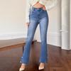 Women's High Waist Washed Women's Jeans Fashionable Versatile Straight Leg Pants