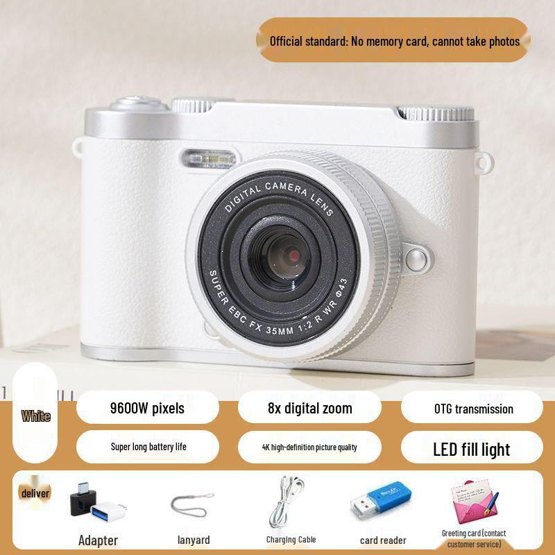 Pixel Retro Dual-Lens Cute Digital Camera with Beauty Filter - 9600W for School Students, Polaroid Photography, and Gift.