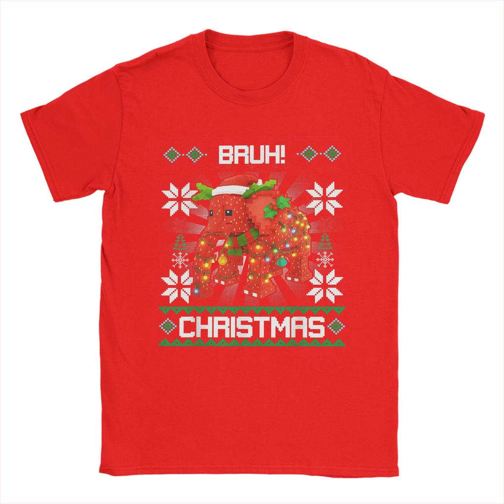 Funny Bruh Strawberry Elephant Christmas Brainrot T-Shirts for Men Round Neck T Shirts  Short Sleeve Tee Shirt Clothing