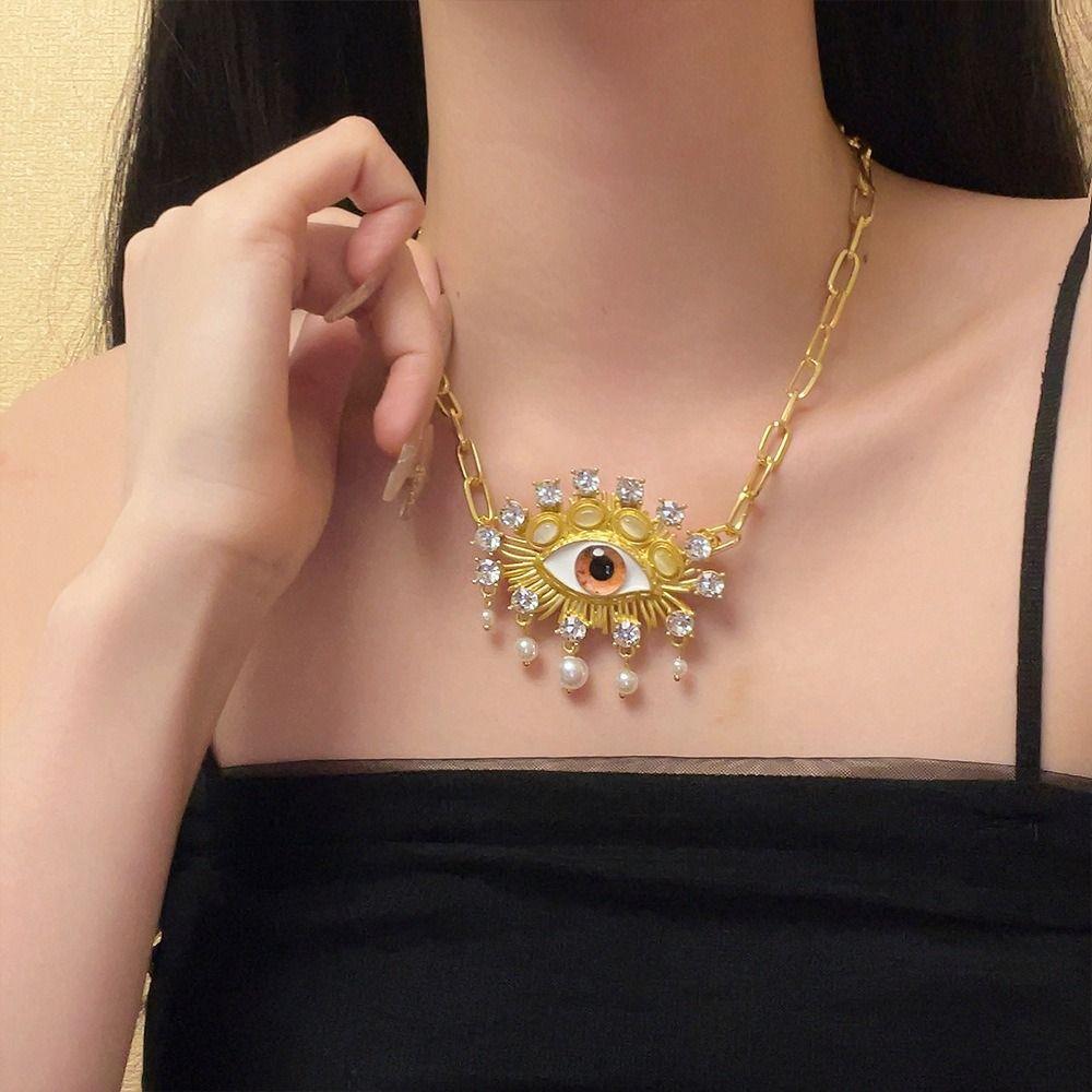 Vintage Devil's Eye Ring Tassels Devil's Eye Brooch Luxury Eyes of Demon Stud Earring  Jewelry