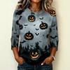 Women's Casual Raglan Sleeve Crew Neck Three Quarter Sleeve Halloween Graphic T Shirt Top for Everyday Wear