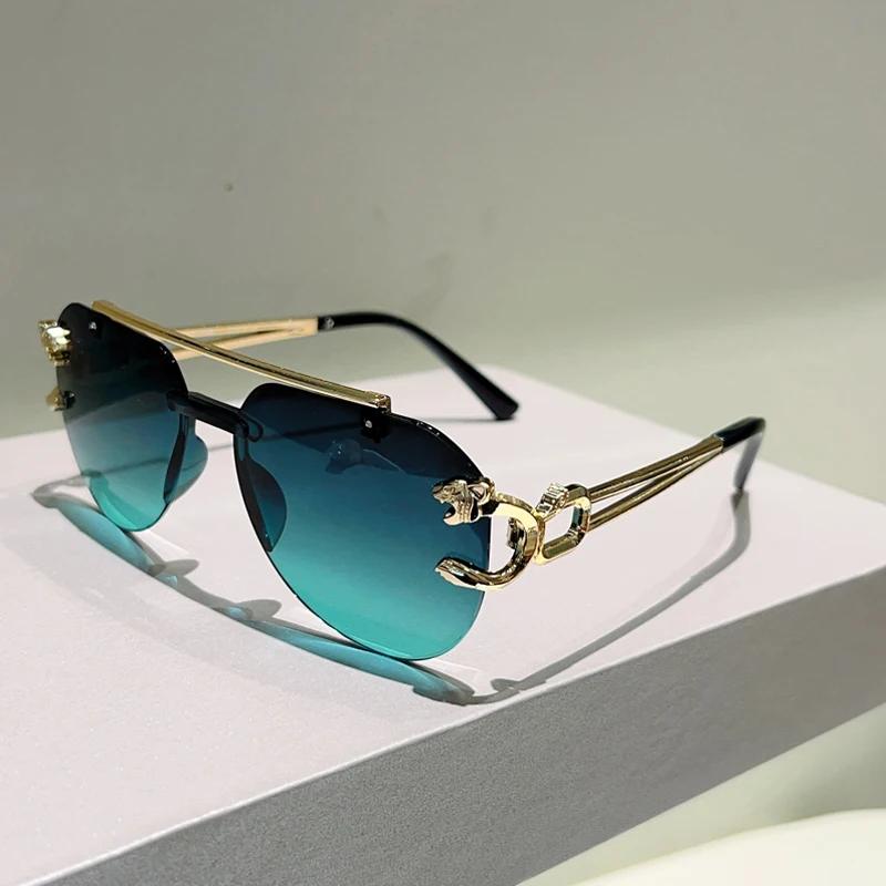 New Rimless Pilot Sunglasses Men Fashion Vintage Gradient Casual Shades Women Trendy Design Outdoor Glasses Uv400 Eyeglasses