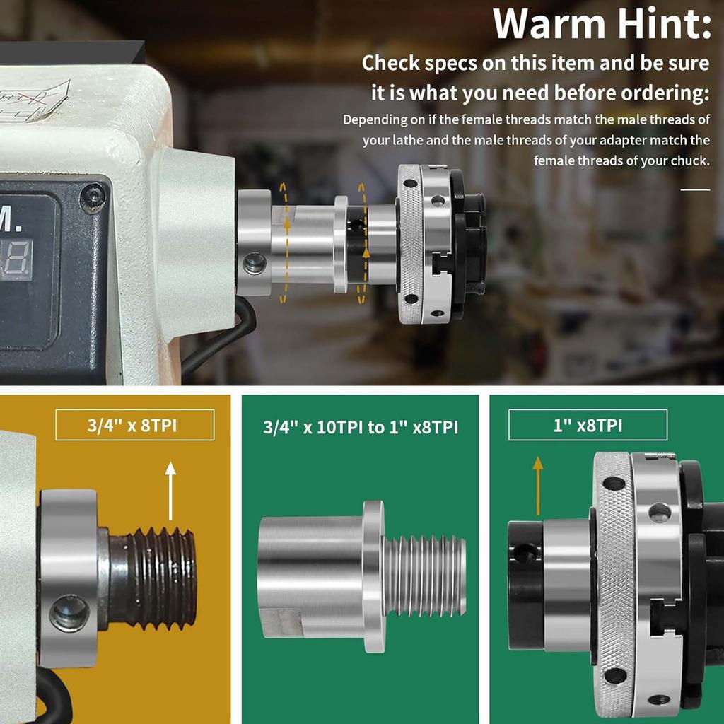 Lathe Headstock Spindle Adapter Compact Woodworking Lathe Headstock Spindle Adapter Sturdy 1inx8TPI Male Thread for Faceplates