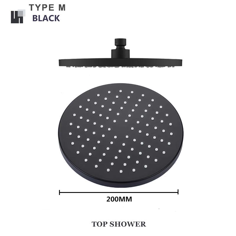 8/10/12 Inch Rainfall Shower Head Round Square ABS Rain Shower Head Pressurized Big Overhead Shower Black Chrome Gold Grey
