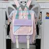 Color Block Student Schoolbag Women's Large Capacity Backpack