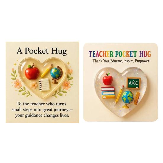 Yousheng Teacher Pocket Hug with Greeting Card Love Heart Shape Teacher Pocket Hug Token Thank You Teacher Appreciation Keepsake Gifts