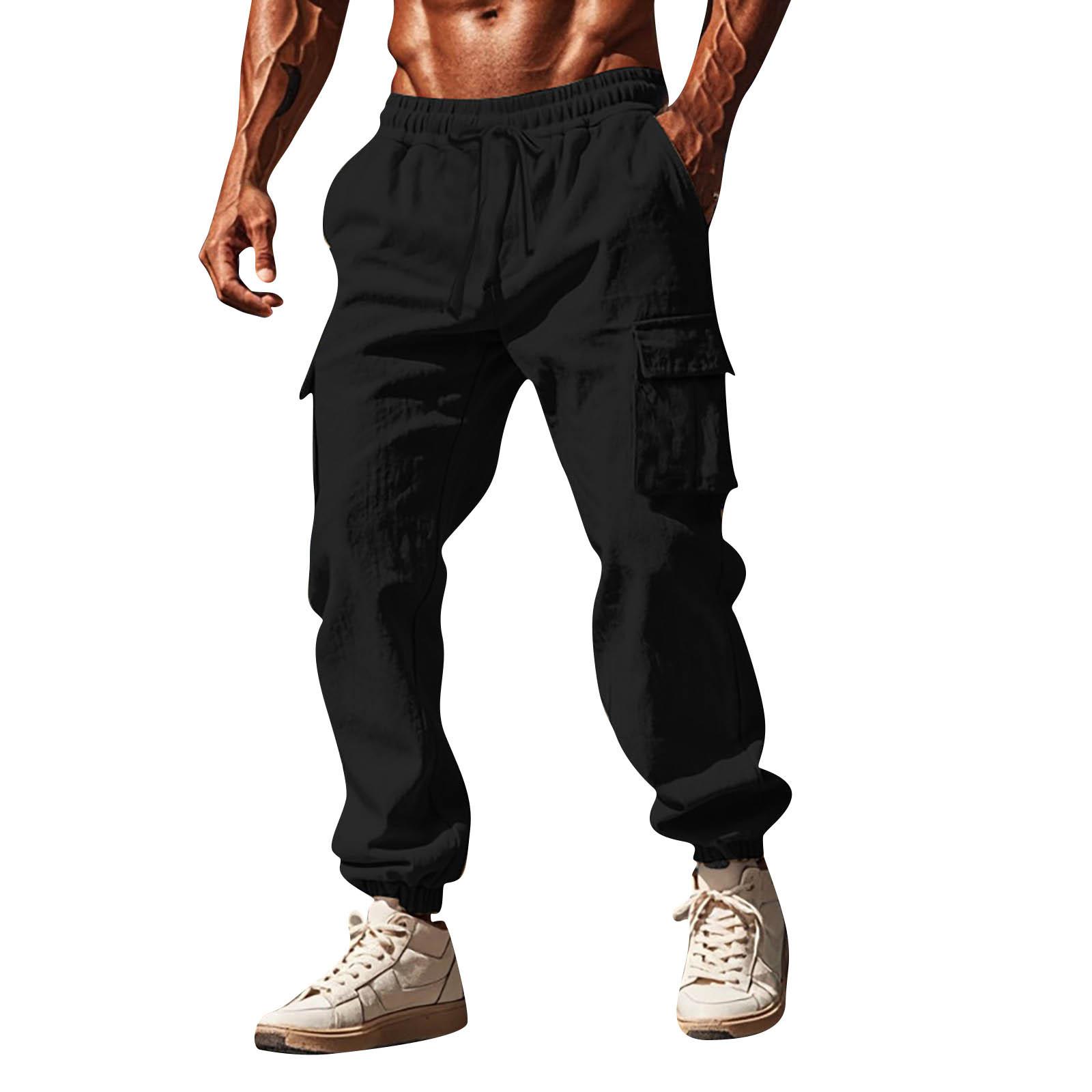 

Мужские комбинезоны, повседневные брюки с несколькими карманами и завязками, походные брюки, хлопковые саржевые брюки XXL чёрный
