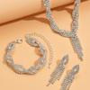Three-piece Claw Chain Rhinestone Wedding Necklace Bridal Necklace Earrings Jewelry Banquet Jewelry Evening Dress Set
