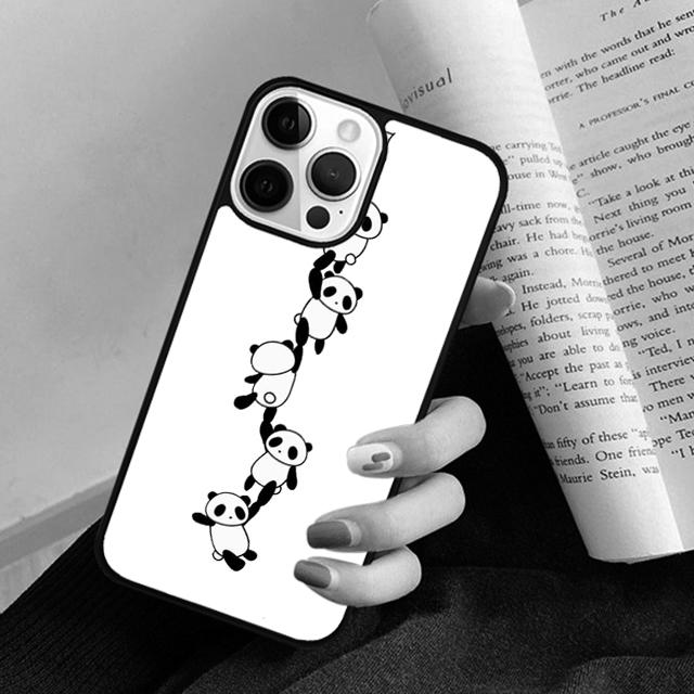 Cute Cartoon Animal Panda Phone Case Back Cover for iPhone 17 Air 16 15 14 13 11 12 Pro Max Plus Fundas Coque
