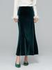 2025 Autumn Women's High Waist Velvet Fishtail Midi Skirt - Slimming National Style A-Line Design