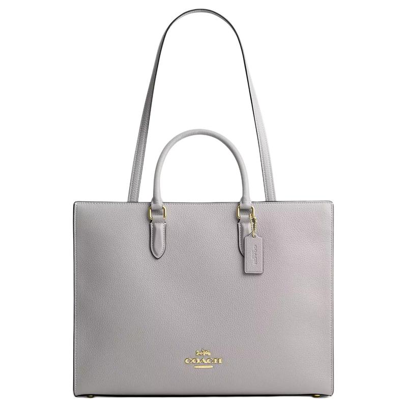 

COACH Maggie 36 Product Logo Design Large Capacity Leather Tote Bag Shoulder Bag Handbag Large Women’s Dove Gray сірий колір