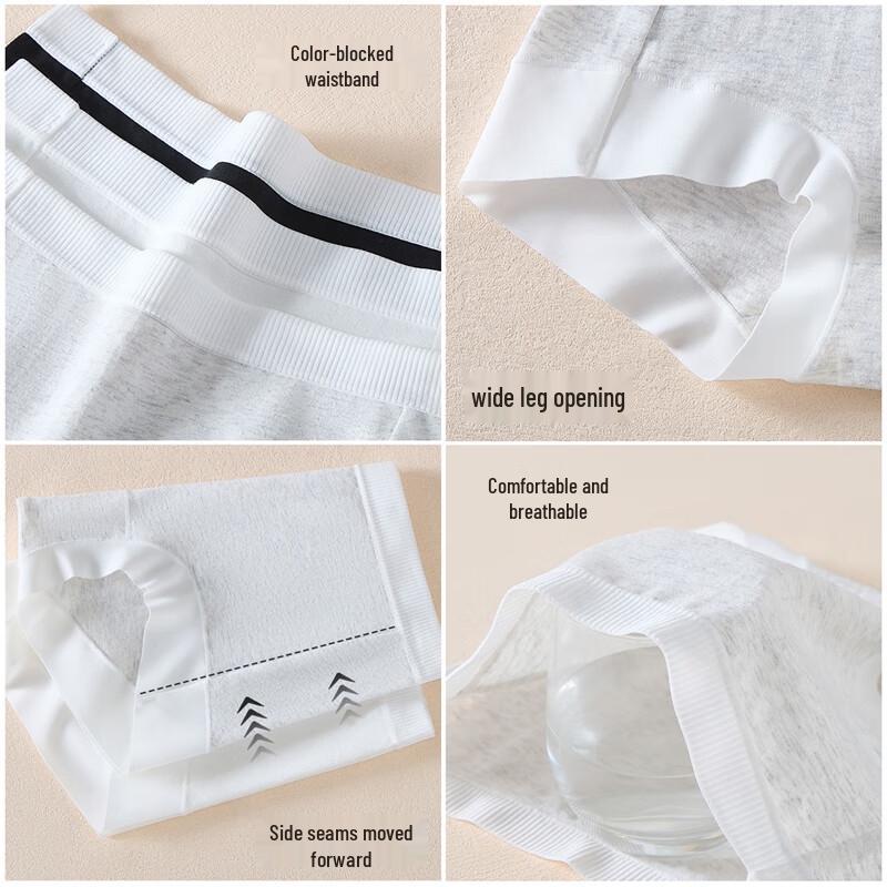 Yiershuang Women's 10A Antibacterial Baby Cotton Flat-Leg Underwear (3-Pack)