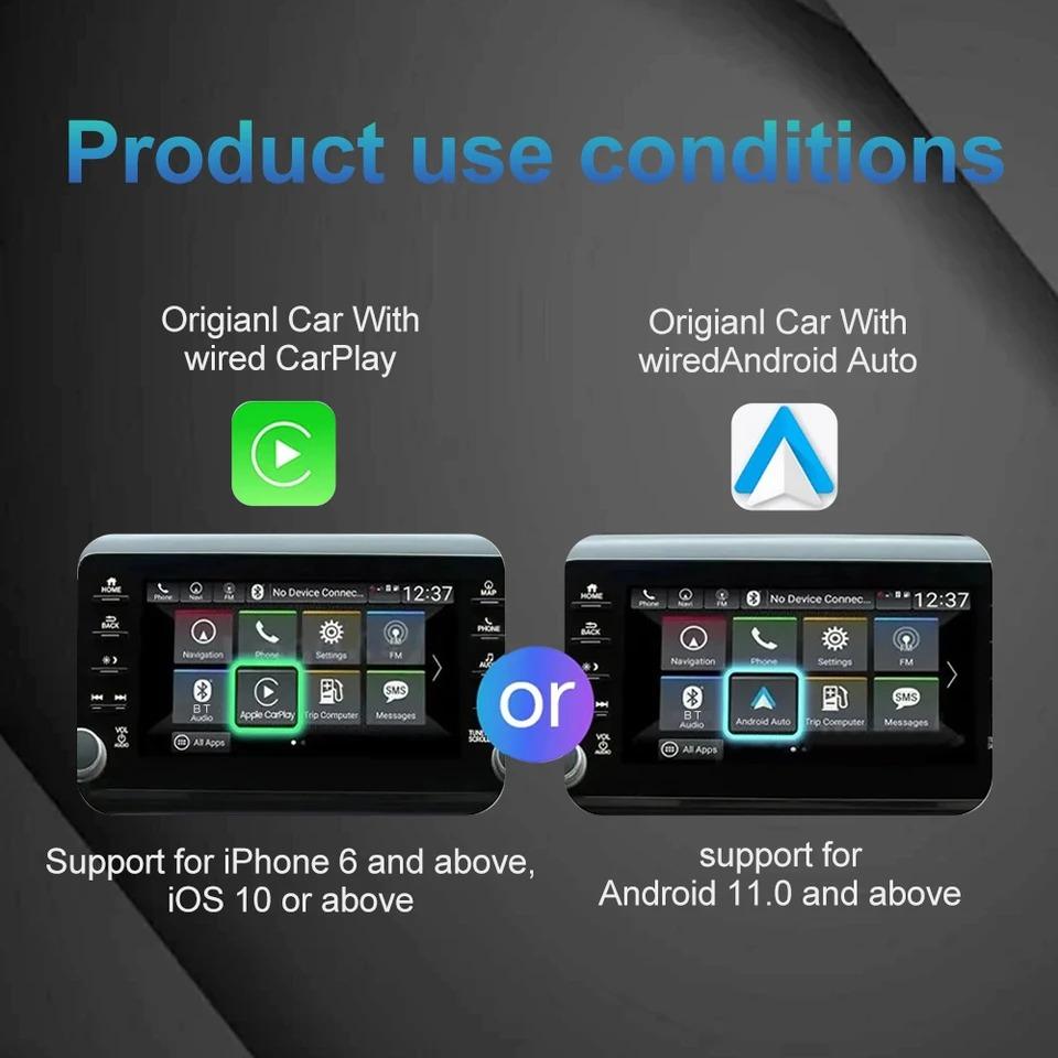 Wireless Carplay Adapter for Android iPhone 2 in1 Wired to Wireless AI Box Plug and Play Auto Connection OTA Update