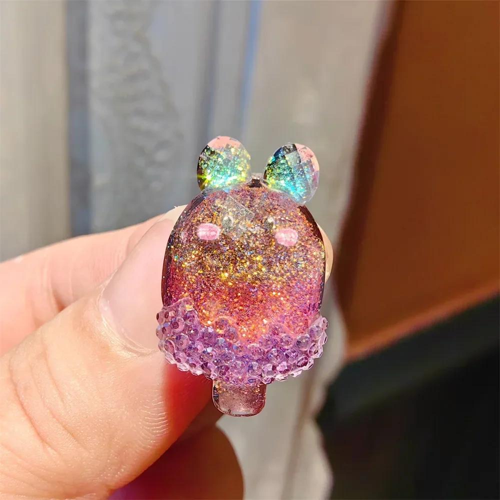 Shoelace Decorative Clip Children's Bling Glitter Princess Ice Cream Rainbow Shoe Buckle Removable Shoe Charms Decorations 1pcs