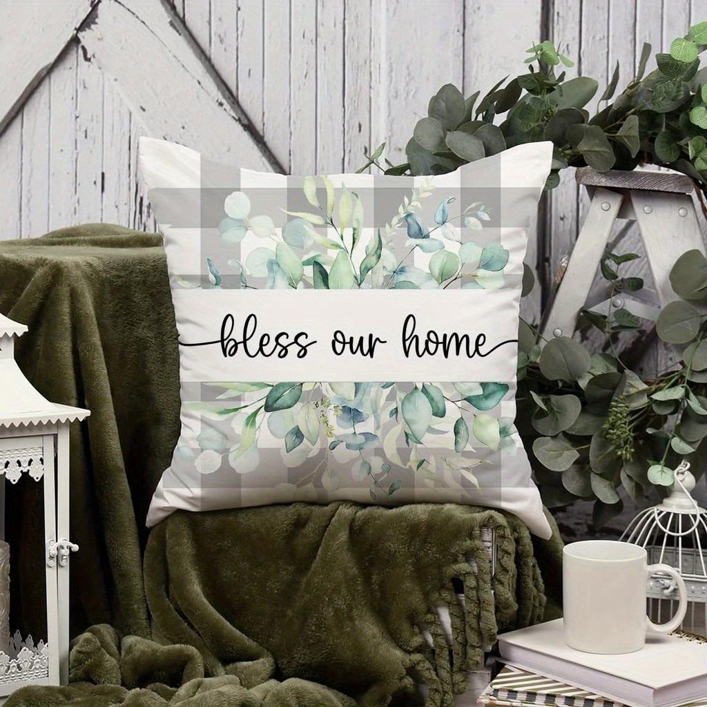 Rustikale Grünpflanzen & Blumen Bauernhaus KissenbezügeWohnzimmer Sofa Kissenbezug, weich und bequem, Schlafzimmer Raumdekoration