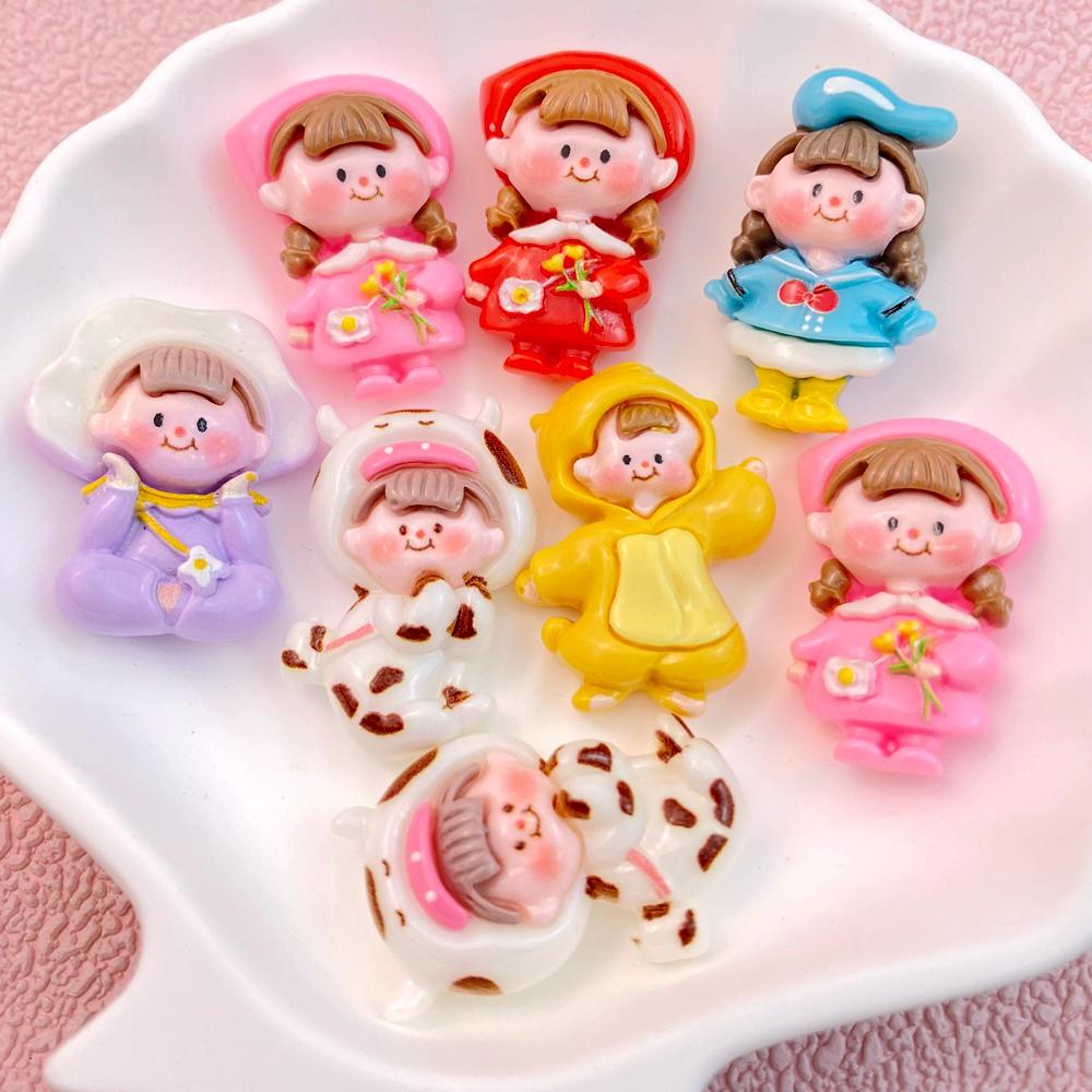 

10 Pcs New Cute Bright Cartoon Pajama Girls Collection Resin Clip Book DIY Jewelry Hairpin Headrope Decoration Craft