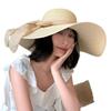 Big Hat Brim Wavy Lace Bow Knitted Straw Hat Women Travel Sun Protection Sun Hat Beach Sun Hat