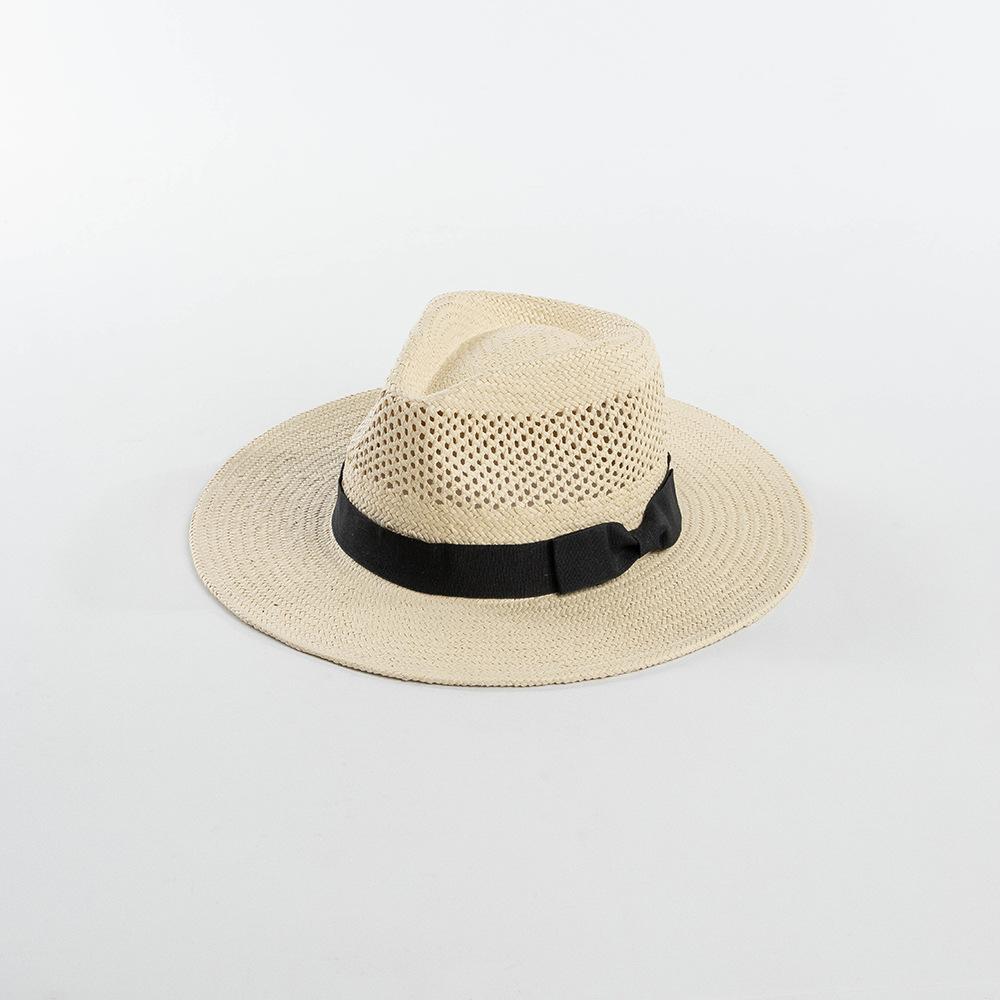 European and American style spring and summer fashion casual hand-woven hollow bow webbing Panama straw hat outdoor sun hat