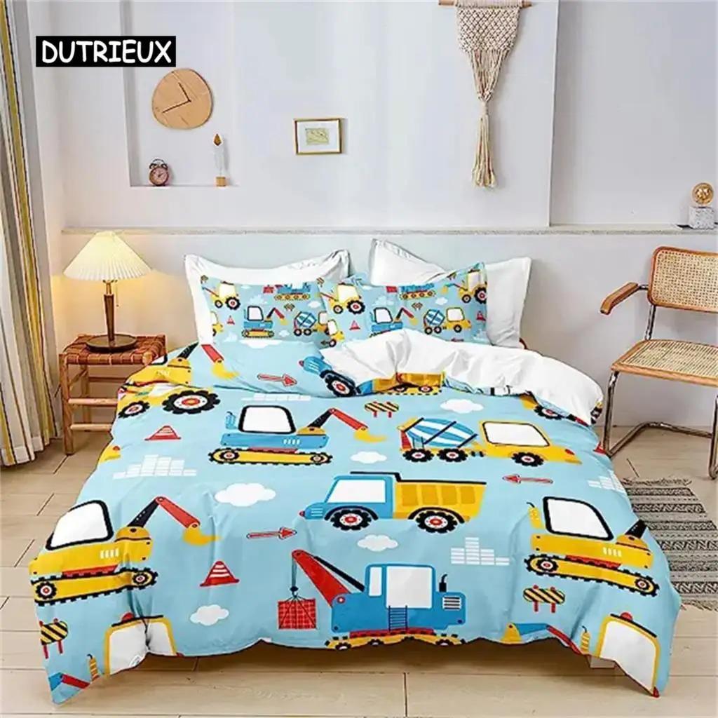 

Duvet Cover Cartoon Excavator Tractor King Duvet Cover Cartoon Construction Truck Bedding Sets Vehicle for Children Room Decor 70x133cm 2pcs