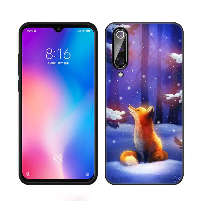 Cute Cartoon Fox Phone Case For Xiaomi Mi A2 8 9 SE Note 10 10T 11 12 Lite 9T 11T 12S 12T Pro A3 6X 12X Soft TPU Black Cover