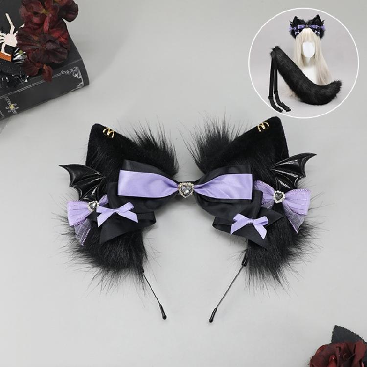 Cats Tail Adjustable Belt Cats Ears Hairband for Cosplay Halloween Party Anime Costume Accessories Soft Animal Tail