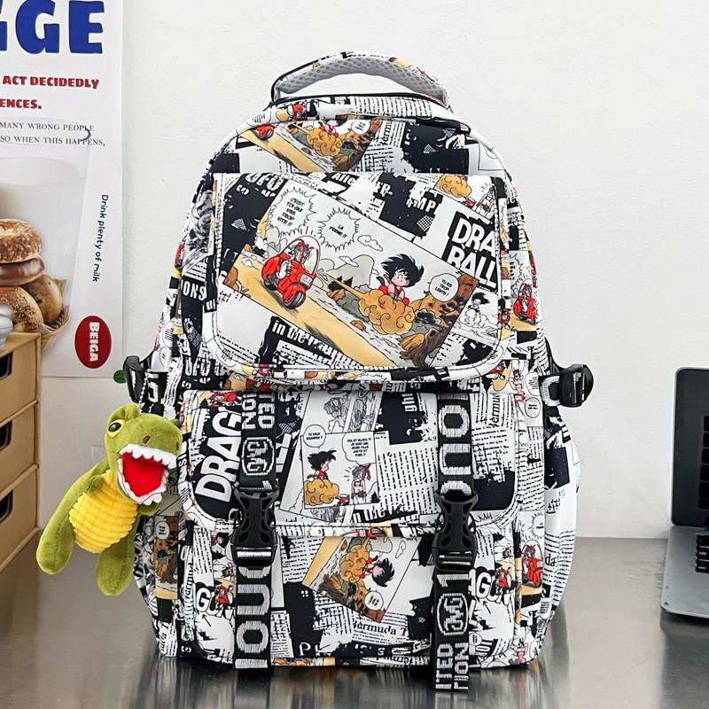 Graffiti Kong Wu Cartoon Lightweight Backpack With Multiple Pockets Teens For