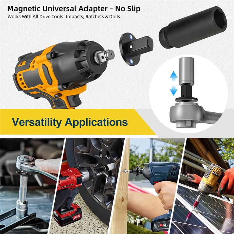 Low-Profile Impact Socket Adapter Set 3/4 to 1,1/2 to 3/4,1/2 to 3/8,1/4 to 3/8 Drive Ratchet Adapter 4 Pcs Socket Adapter Set