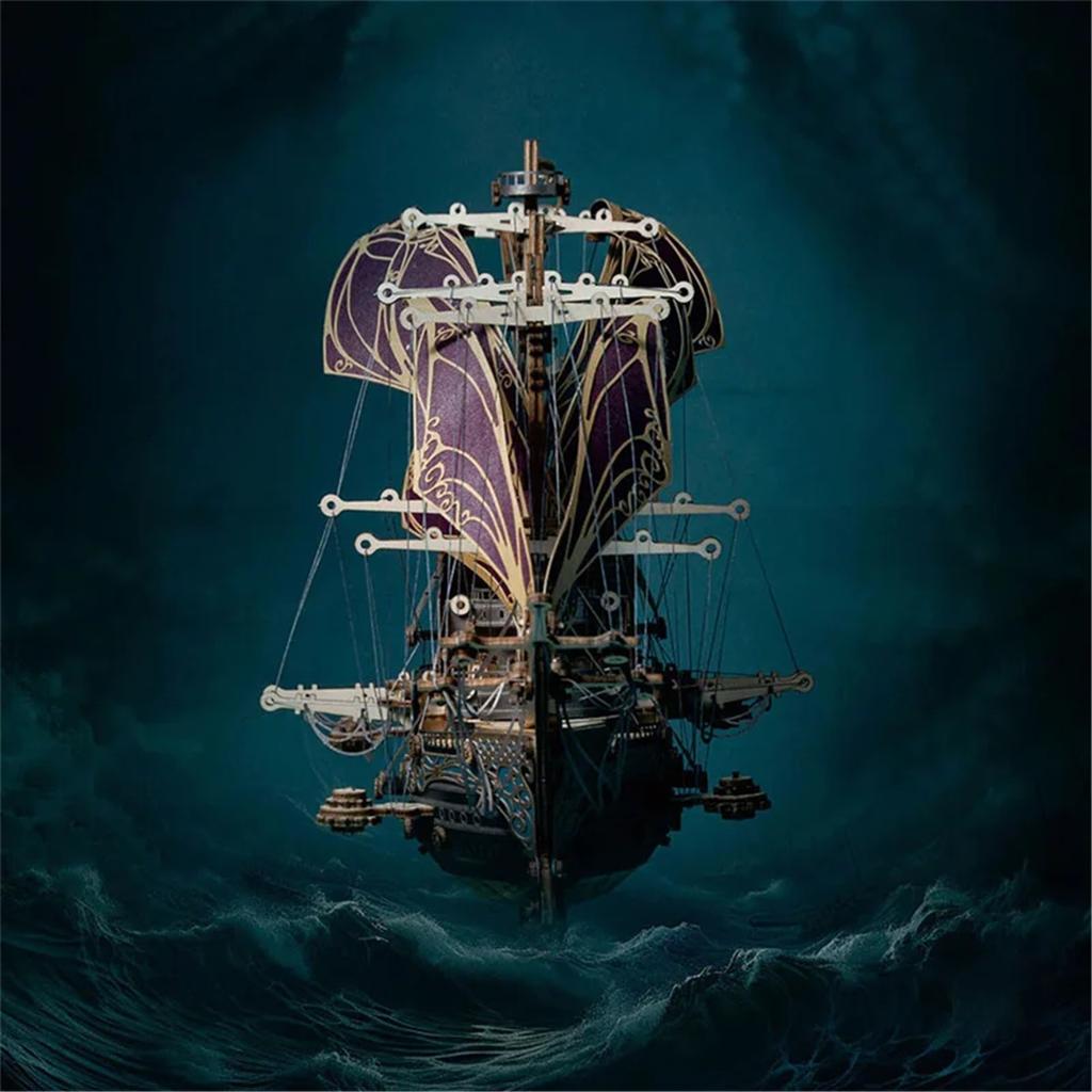 3D Wooden Puzzle Kits Steampunk Mysteries Pirate Ship Of Future DIY Assembly Toy Wood Pirate Boat For Adults Kids Gift
